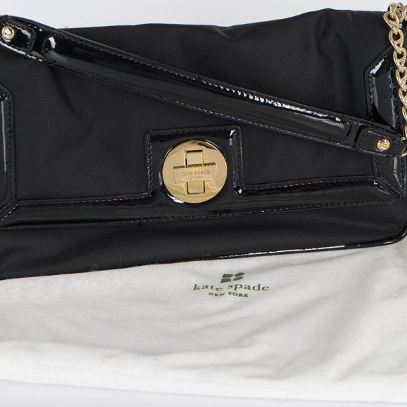 New Kate Spade black nylon/leather/chain purse - Picture 3 of 8